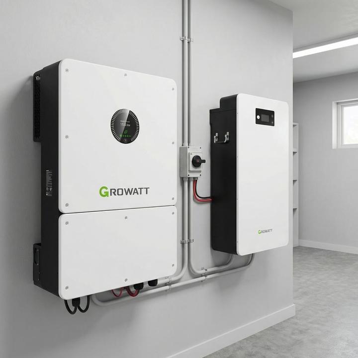 پکیج برق اضطراری هیبرید ۱۵ کیلووات سه‌فاز growatt به همراه باتری 14 کیلووات گرووات