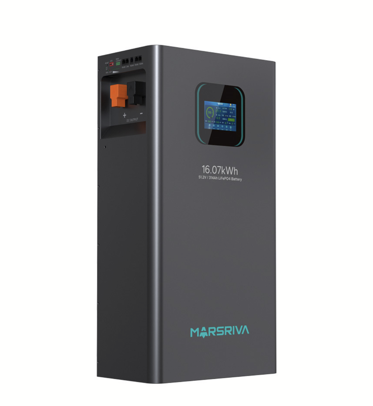 باتری لیتیوم فسفات آهن Marsriva مدل MR-LBP48-314-WMT ظرفیت 16.07 کیلووات ساعت