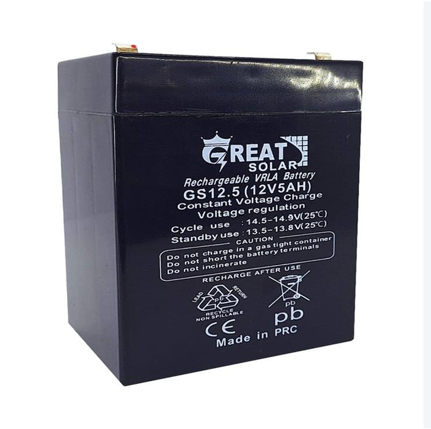 باتری 12ups ولت 5 آمپر مدل GS12.5 گریت سولار Great Solar